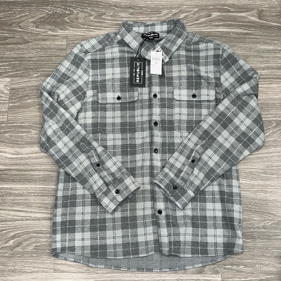 For The Republic Other - For the republic flannel. Grey. Size L. NWT